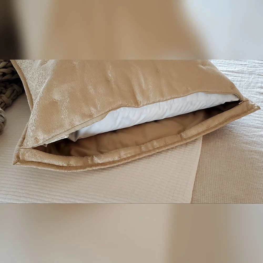 Hotel Collection Macy's Set Of 2 Metallic Stone Gold European Pillow Shams, NWT